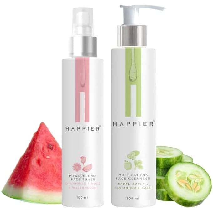 MULTIGREENS FACE CLEANSER & POWERBLEND FACE TONER COMBO |DEEP CLEANSING | ENRICHED WITH ROSE, GREEN APPLE, KALE, CUCUMBER, ALOE VERA, GREEN TEA | SUITABLE FOR ALL SKIN TYPES